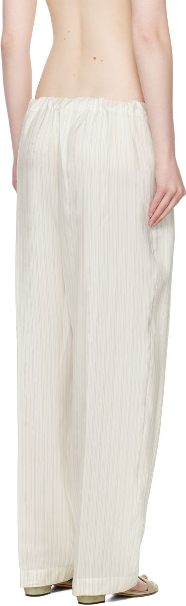 Nohavice Khaite KHAITE Trenton Striped Drawstring Trousers Biela | 31603003, 2