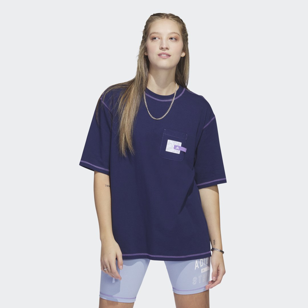 Tričko adidas Performance Sport Statement Boyfriend Pocket Navy | IC1622, 0