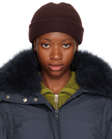 Kulicha Yves Salomon Ribbed Beanie Hnedá | 24W23WAA500XXMACL, 0