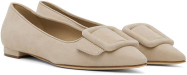 Oblečenie Manolo Blahnik Manolo Blahnik Maysale Suede Ballerina Flats Béžová | 322-2402, 3