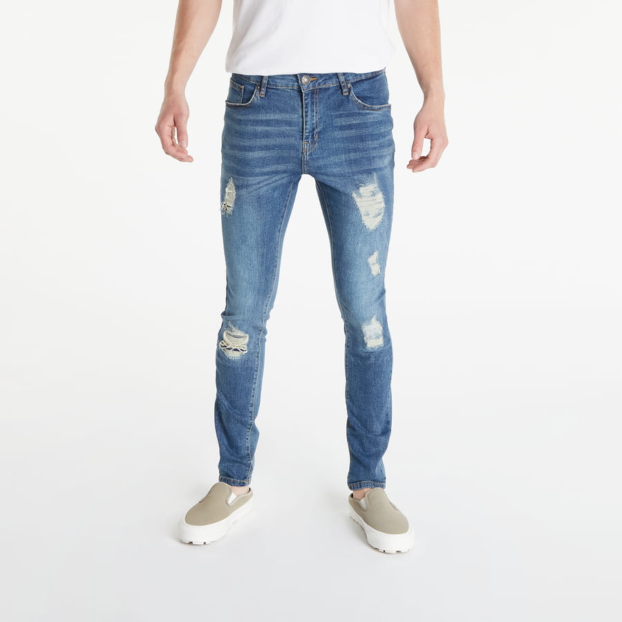 Džínsy Urban Classics Heavy Destroyed Washed Jeans Modrá | TB4661, 0