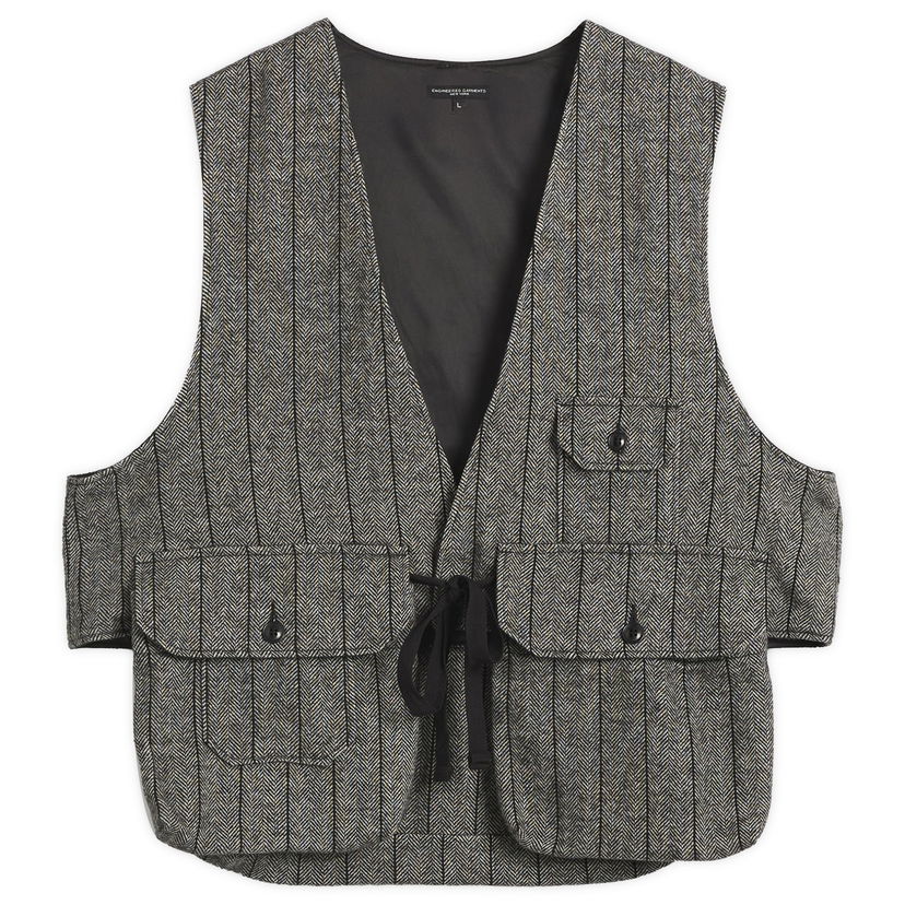 Vesta Engineered Garments Herringbone Wool Fowl Vest, Size Small Šedá | 25F1C002-OZ002