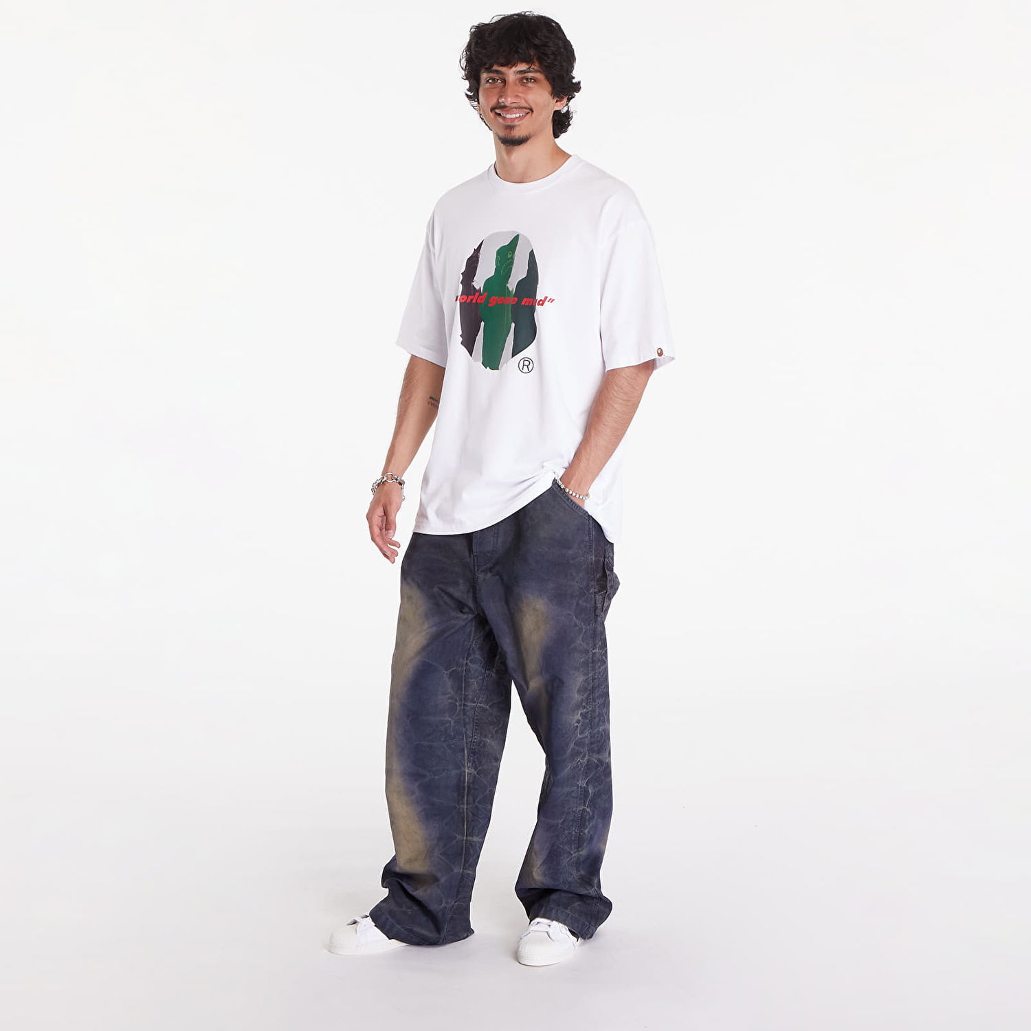 Tričko BAPE A BATHING APE Shark Shinji Ape Head Relaxed Fit Tee Biela | 001TEK301328MWHT, 1