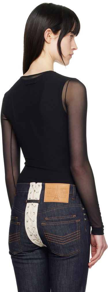 Body Jean Paul Gaultier Jean Paul Gaultier Flocked Tattoo Ruban Mesh Long Sleeve T-Shirt Čierna | 25/34-F-TO281I-T005-00, 2