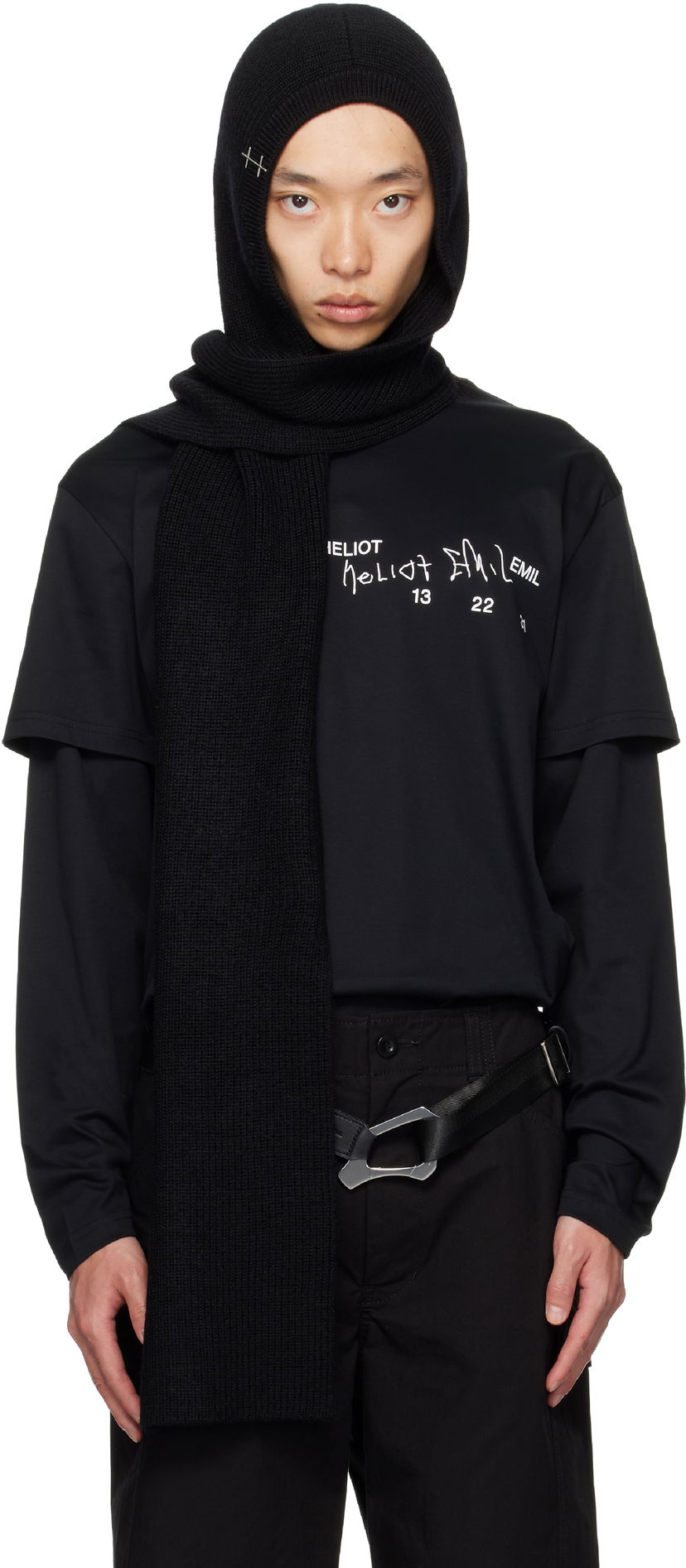 Šál HELIOT EMIL HELIOT EMIL Phos Hooded Scarf Čierna | AW25_16_138_BLK01