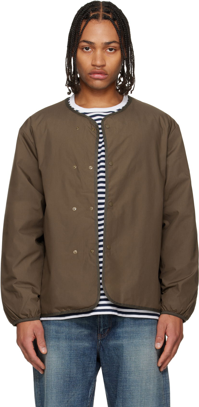 Prešívaná bunda NANAMICA Reversible Down Cardigan Hnedá | S25FA054U