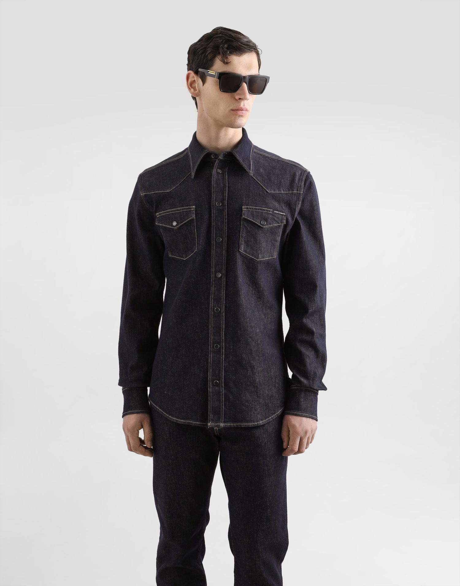 Košeľa Dolce & Gabbana Dolce & Gabbana Men's Stretch Denim Shirt Modrá | G5JC8DG8NH9S9001, 1