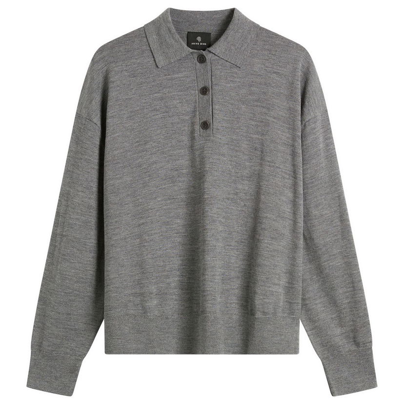 Sveter Anine Bing Lee Polo Sweater Šedá | A-09-11903-MHG1