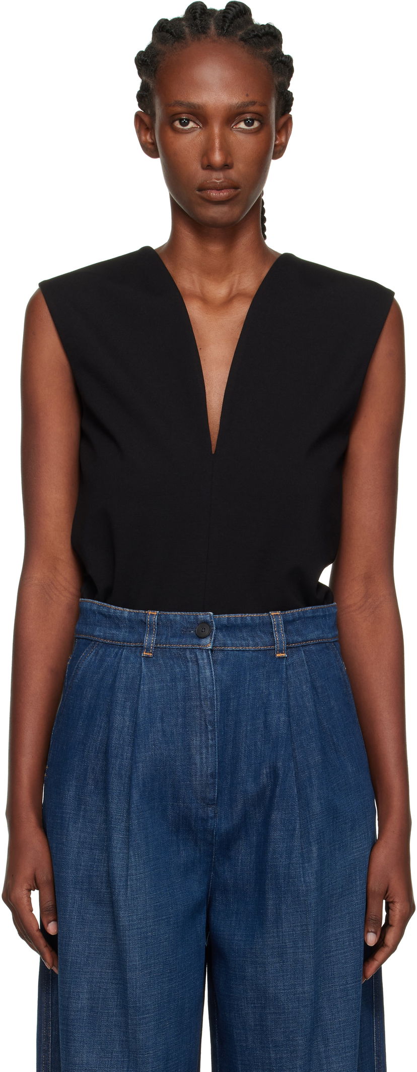 Tielko LANVIN Lanvin Jersey Plunging Neckline Top Čierna | RW-TO0006-6109-E25