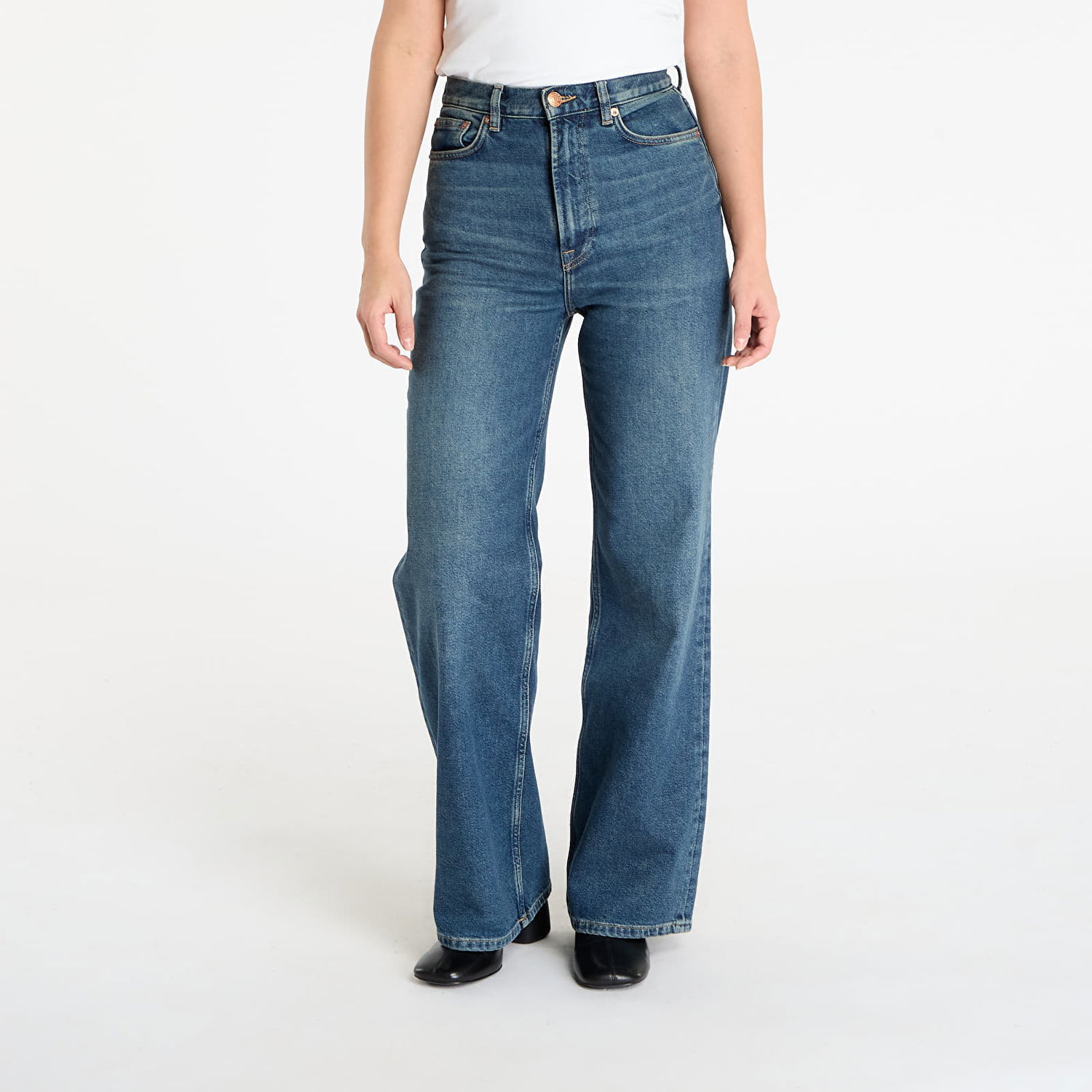 Džínsy Samsoe Samsoe Sarebecca High-Waist Wide-Leg Jeans W27/L32 Modrá | F25300106_CLR002381, 0