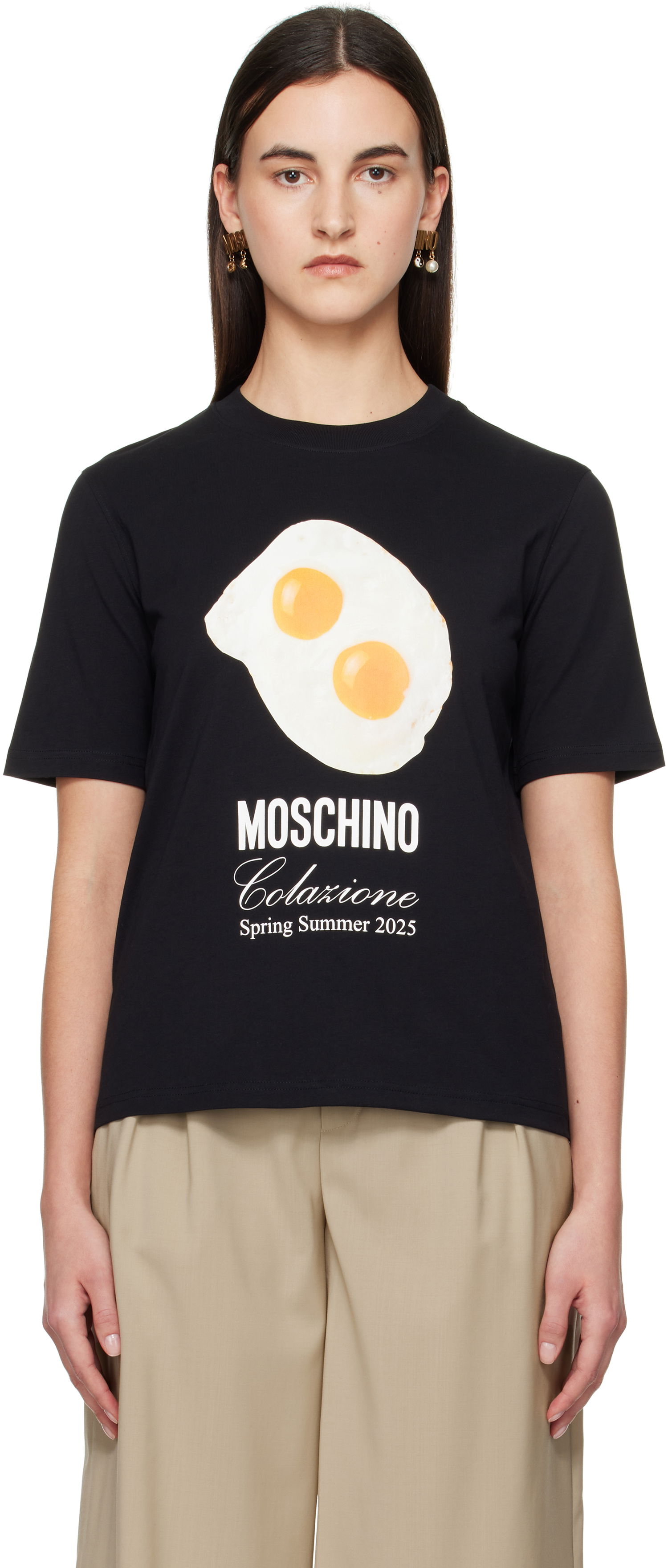 Tričko Moschino Moschino Eggs Print T-shirt Čierna | A070405411555, 0