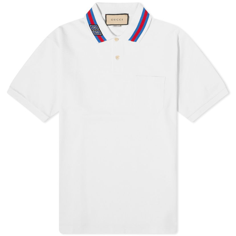 Polo tričko Gucci Collar Logo Polo Shirt Biela | 768630-XJF45-9733