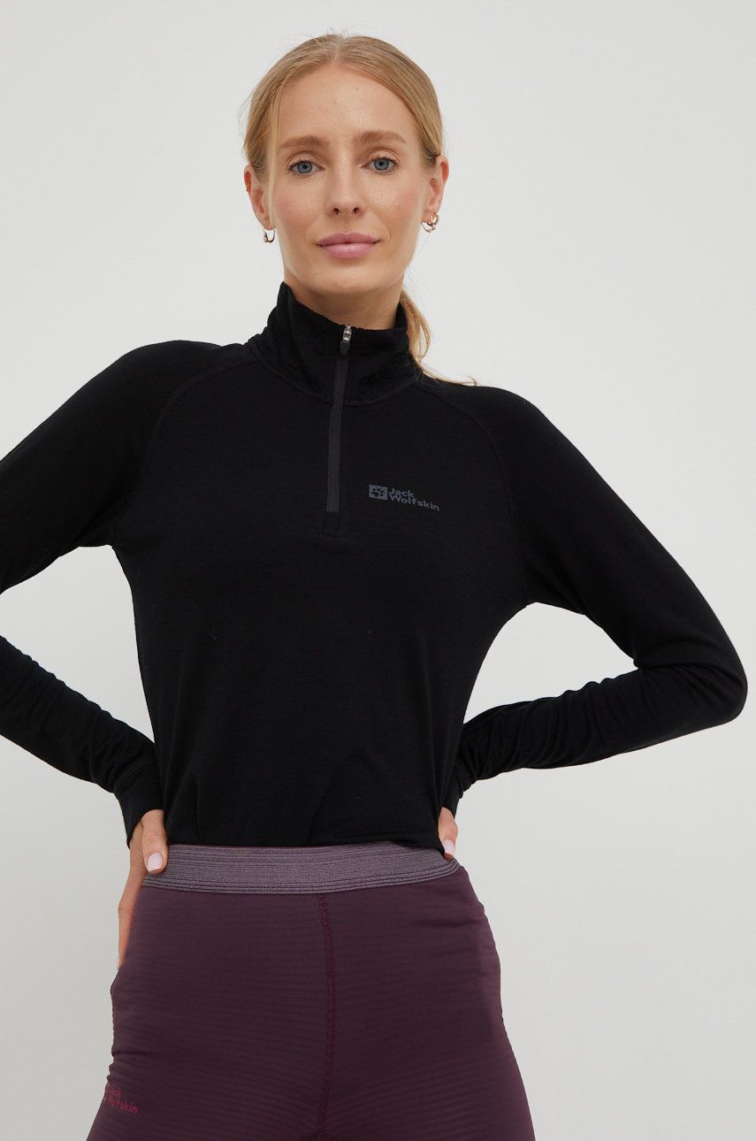 Mikina Jack Wolfskin Alpspitze Wool Sweatshirt Čierna | 1808721, 0