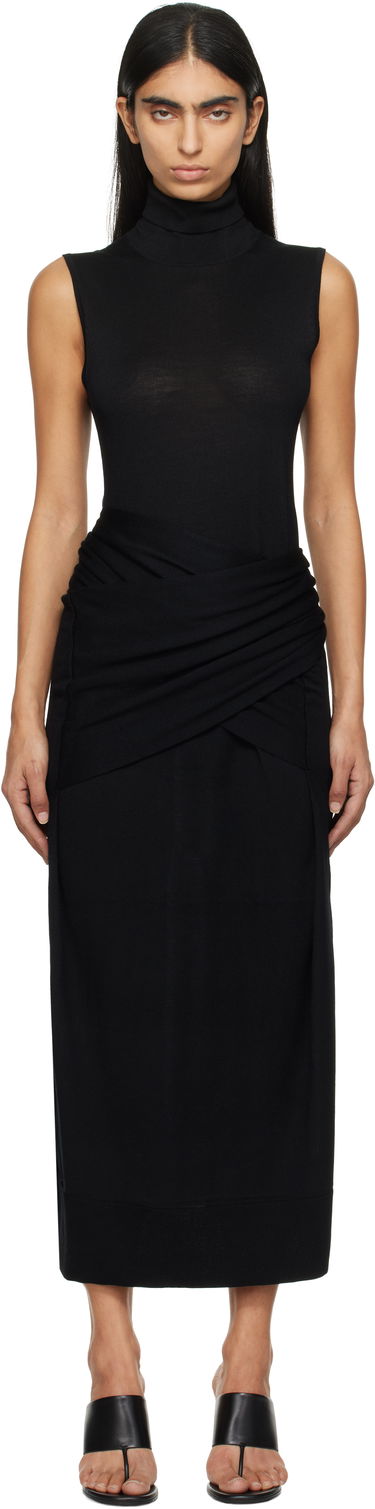 Šaty TOTEME TOTEME Draped Knit Midi Dress Čierna | 244-WRD0150-YA0087, 0