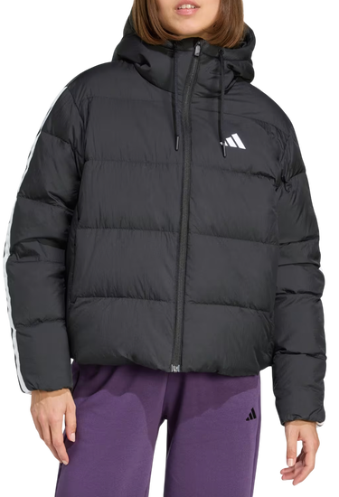 Prešívaná bunda adidas Originals Essentials Climawarm 3 Stripes Puffer Down Hooded Jacket Čierna | jw3429, 0