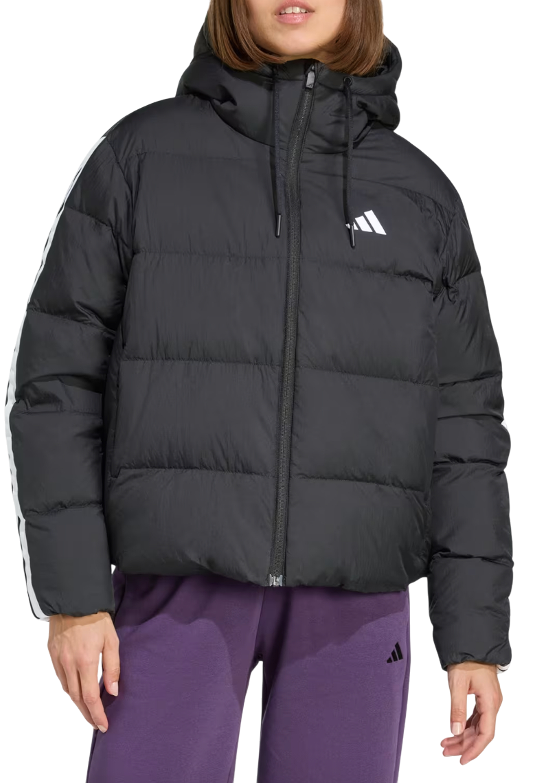 Prešívaná bunda adidas Originals Essentials Climawarm 3 Stripes Puffer Down Hooded Jacket Čierna | jw3429