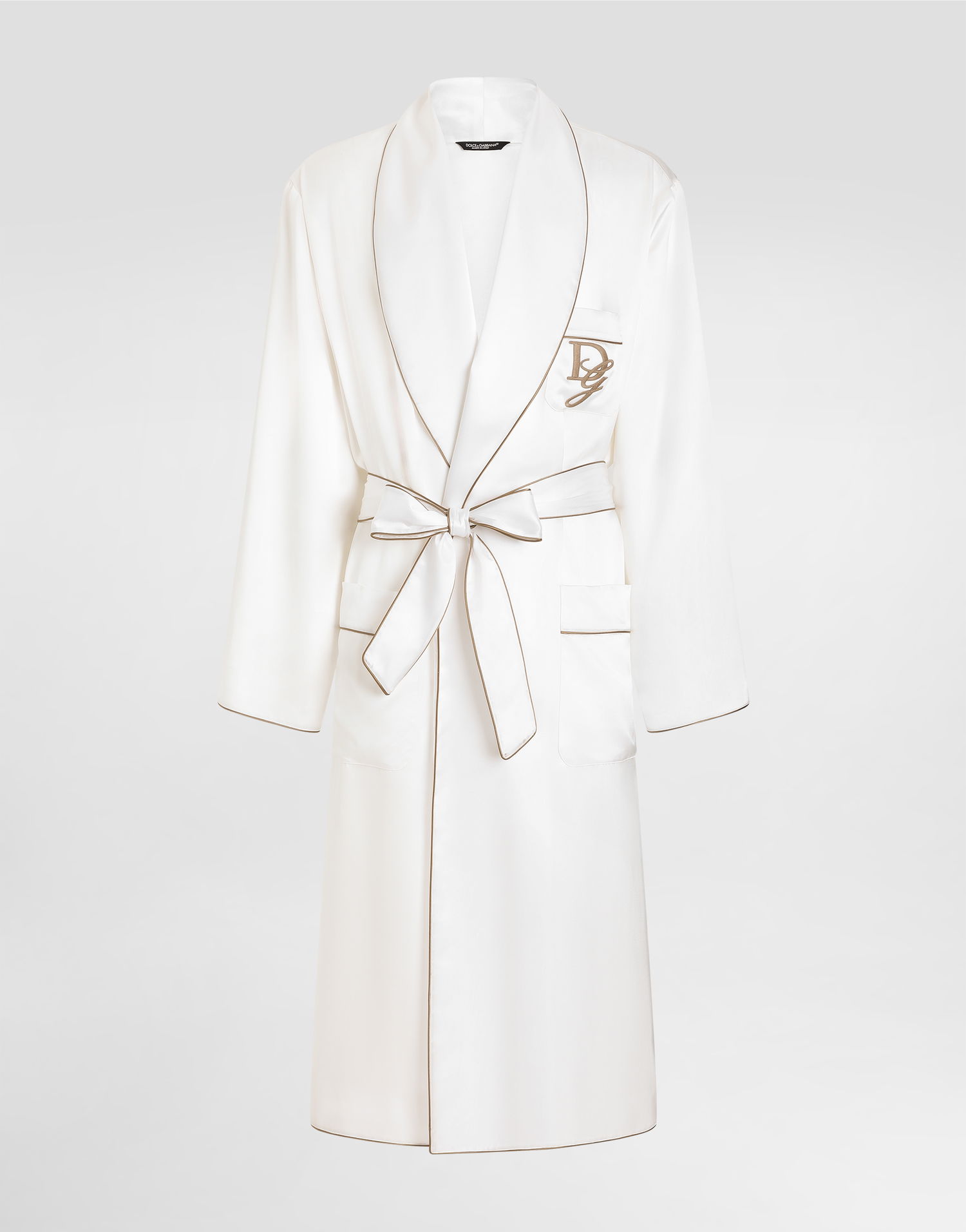 Pyžamo Dolce & Gabbana Dolce & Gabbana Silk Robe with Embroidery Biela | G031TZFU1AUW0001, 0