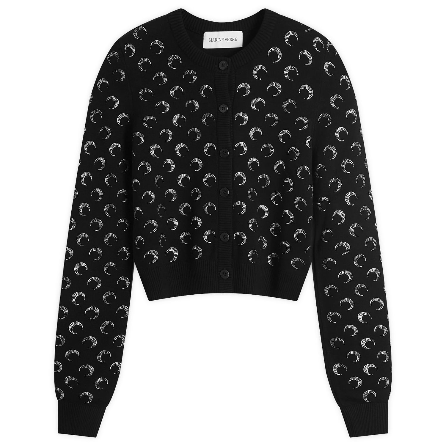 Sveter Marine Serre Rhinestoned Knit Fitted Cardigan Čierna | WTK011A-BK99, 0