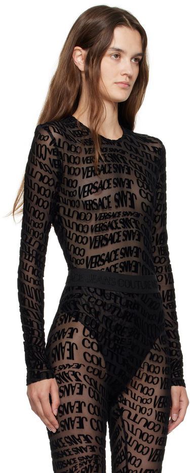 Body Versace Versace Jeans Couture Tulle Flock Liquify Bodysuit Čierna | E79HAM221_EJS490, 1