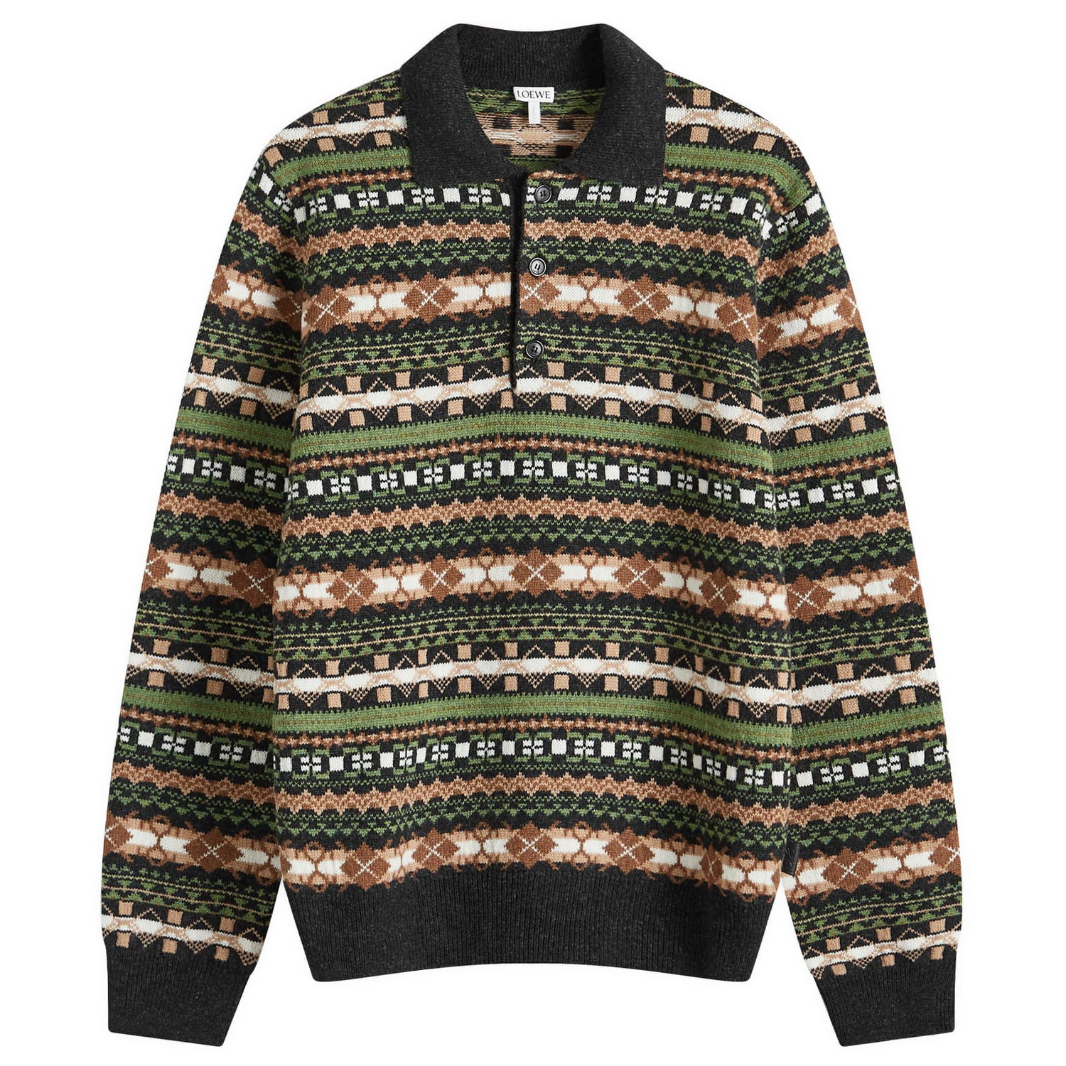 Sveter Loewe Fair Isle Knit Polo Zelené | H526Y14KHU-4061, 0