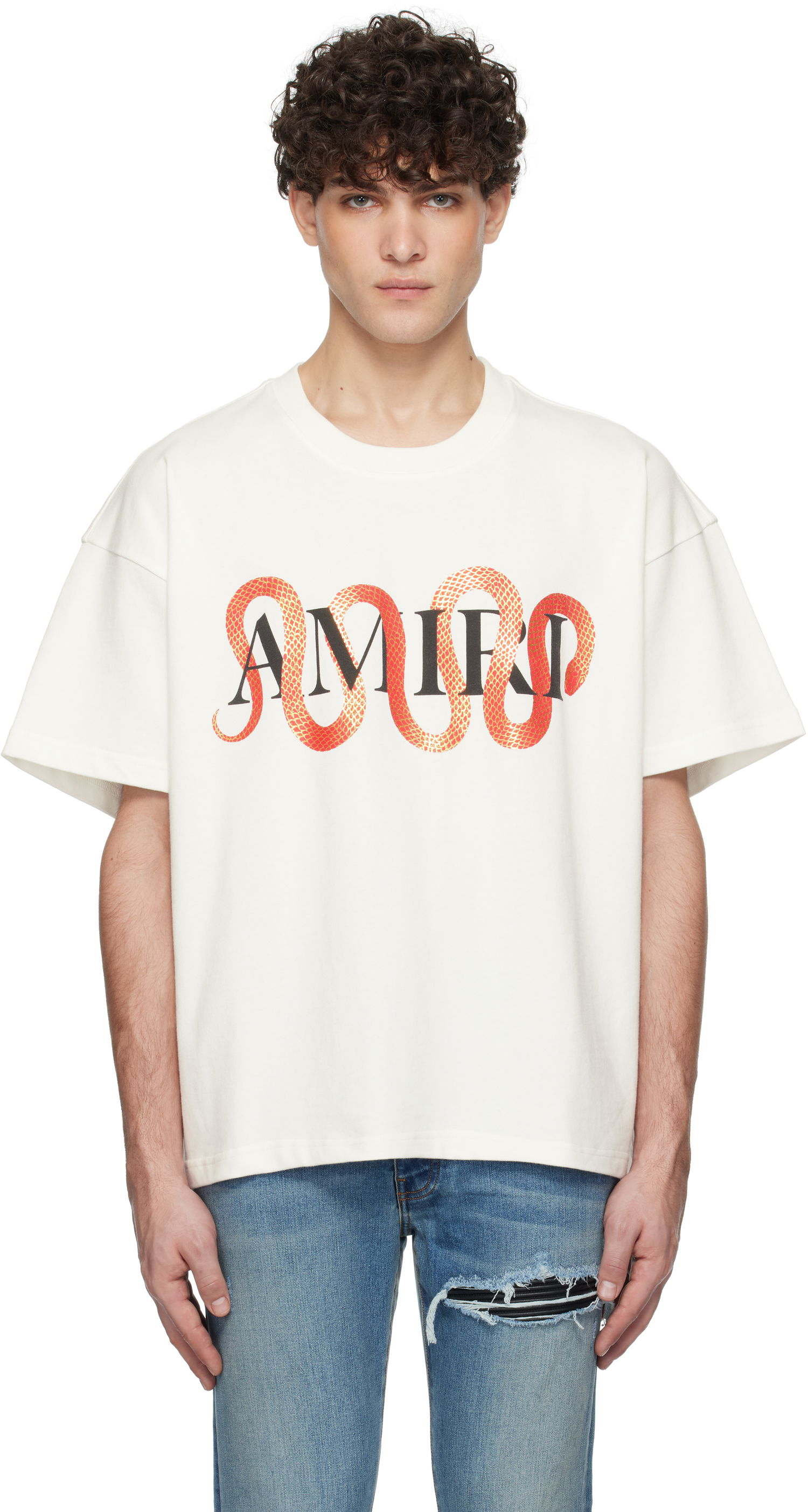 Tričko AMIRI Snake Print T-Shirt Biela | AMJYTE1155, 0