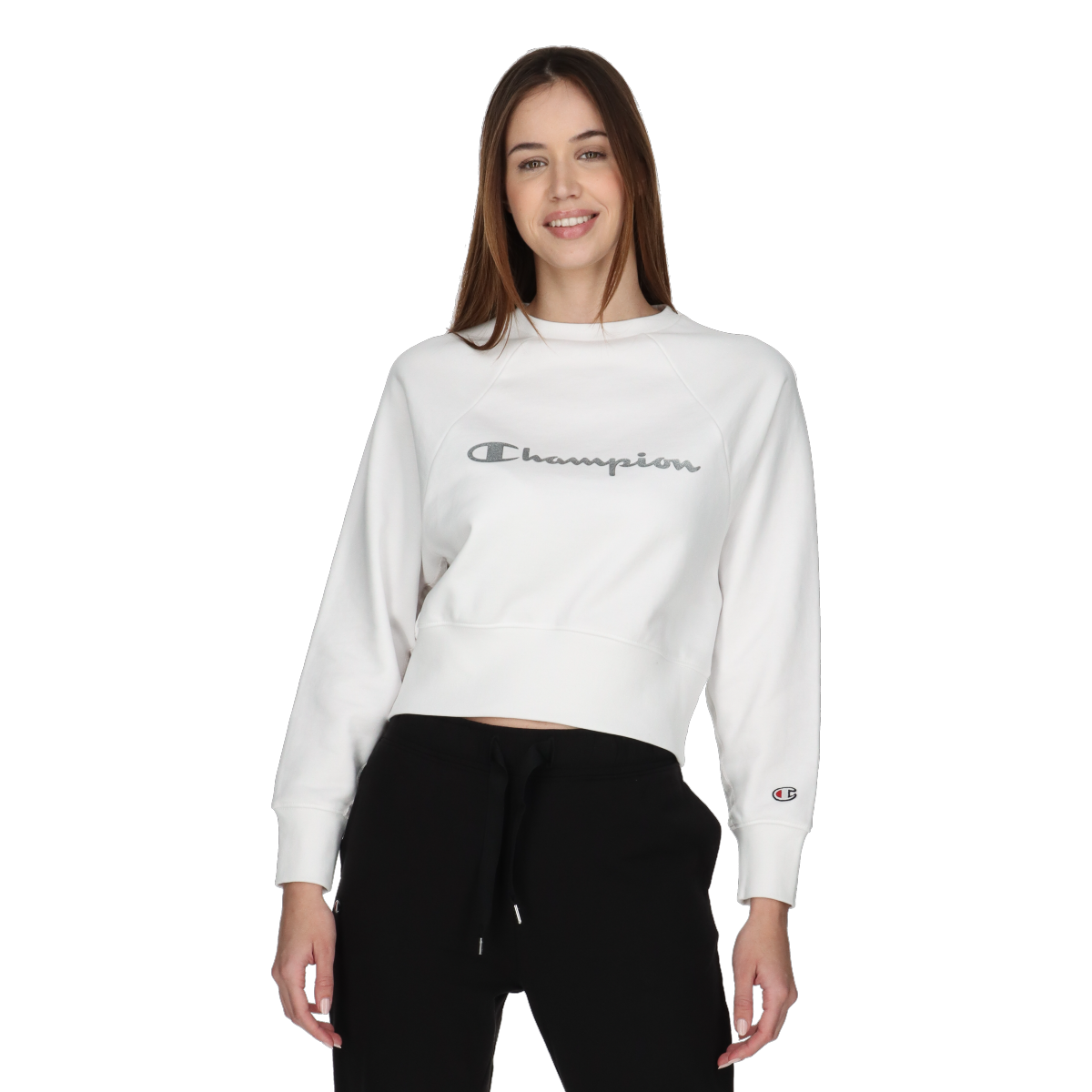 Mikina Champion Cropped Raglan Sleeve Sweatshirt Biela | CHA241F609-10, 0