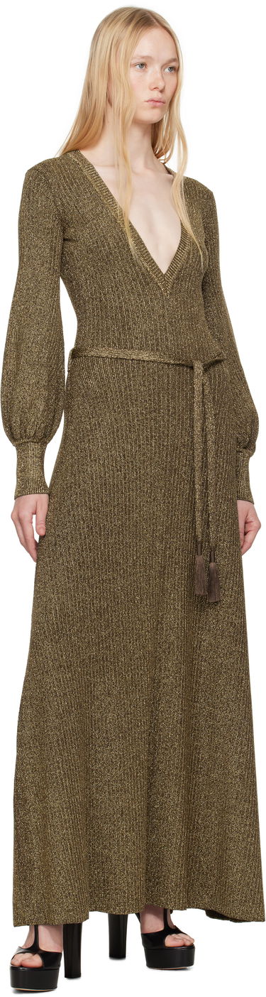 Šaty Tom Ford TOM FORD V-Neck Open Back Maxi Dress Metalická | ACK642-YAX876, 3