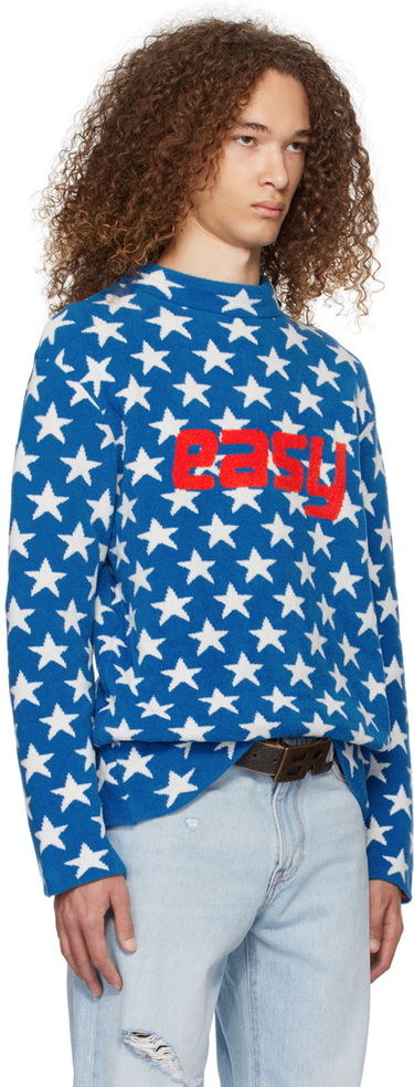Sveter ERL 'Easy' Star-Print Knit Sweater Modrá | ERL07N006, 1