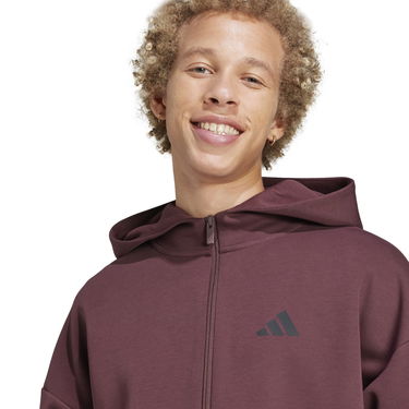 Mikina adidas Performance 3-Stripes Full-Zip Hoodie Vínová | JD4830, 4