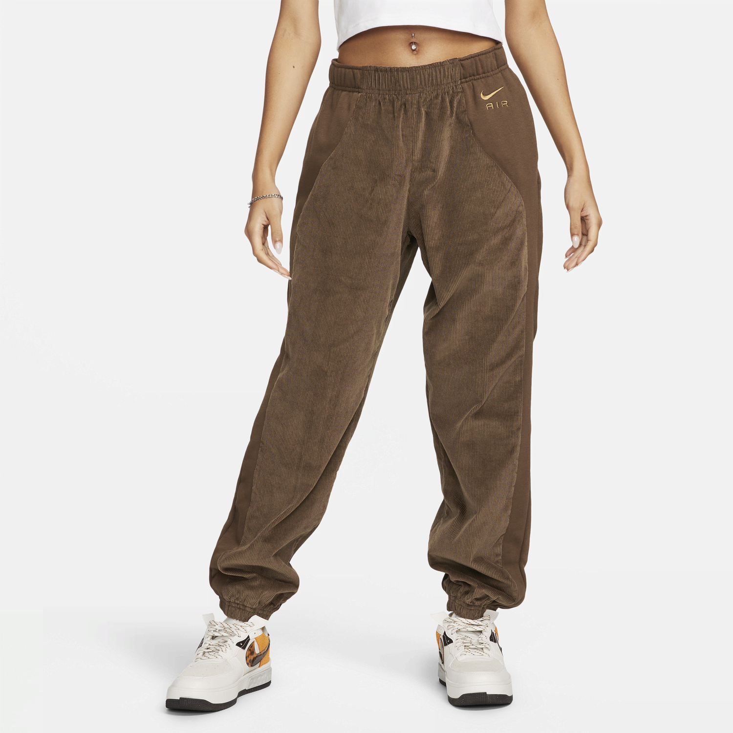 Tepláky Nike Corduroy High-Waisted Fleece Pants Hnedá | DQ6926-259, 0