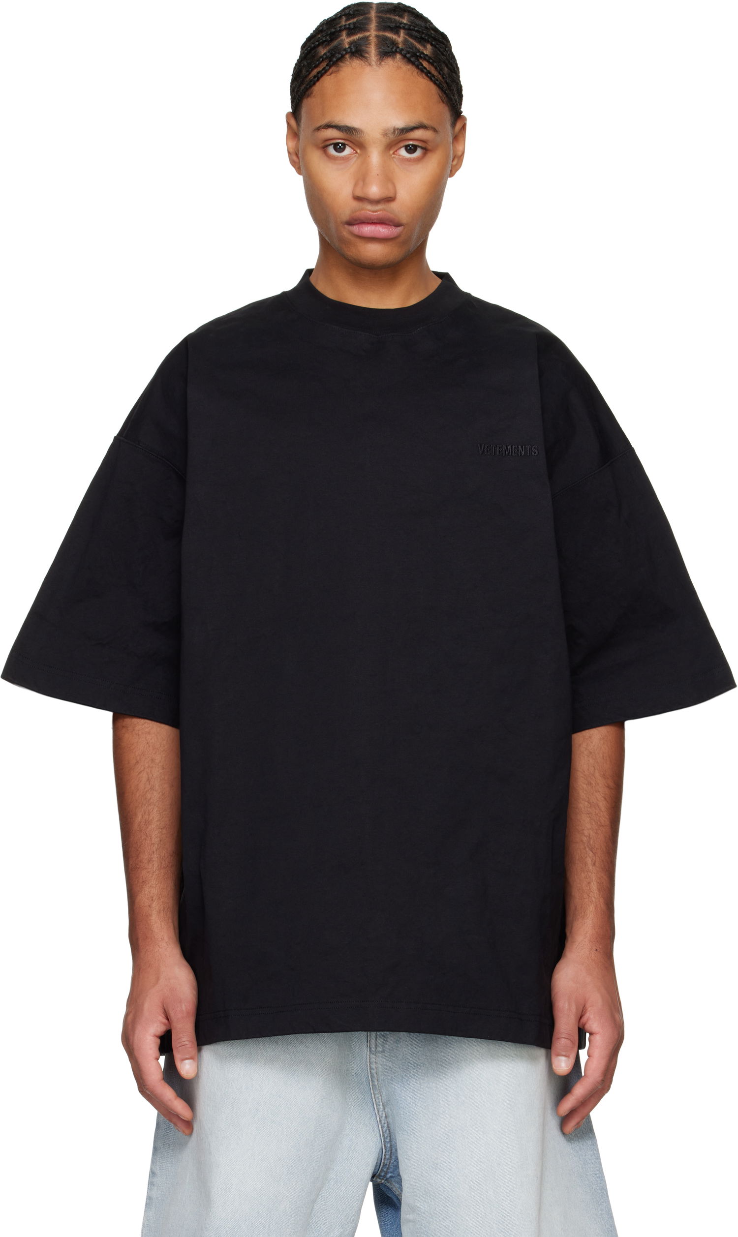 Tričko VETEMENTS Metalized Wrinkled 'Your Basic' T-Shirt Čierna | UA66TR120B, 0
