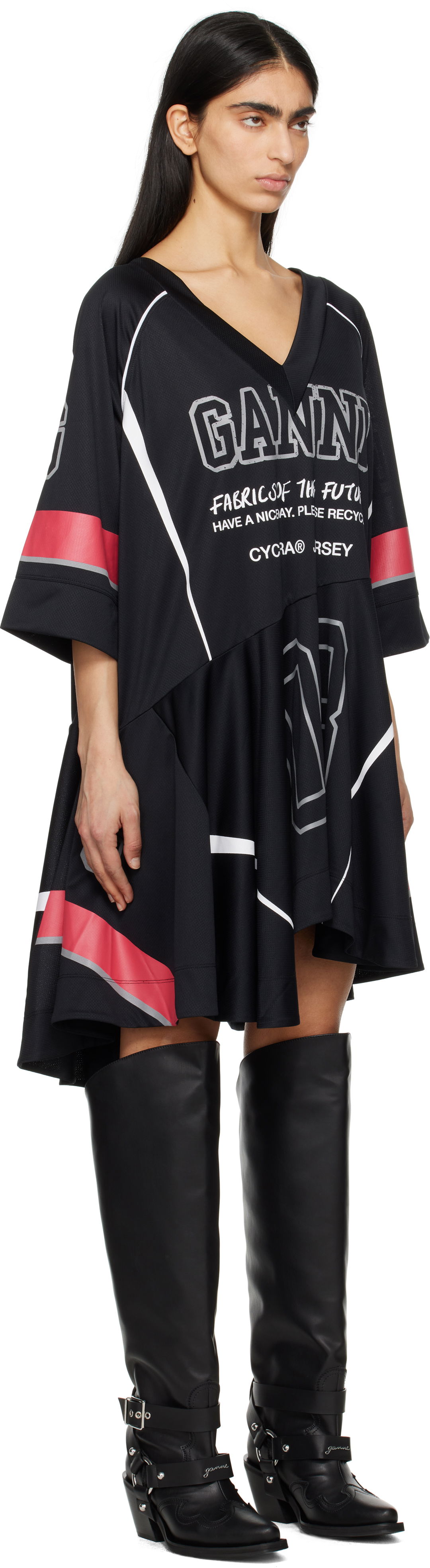 Šaty GANNI GANNI Future Mesh Oversized Minidress Čierna | T4295, 1