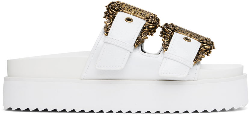 Tenisky a topánky Versace Versace Jeans Couture Baroque Buckle Arizona Flat Sandals Biela | E78VA3SM1_EZS539