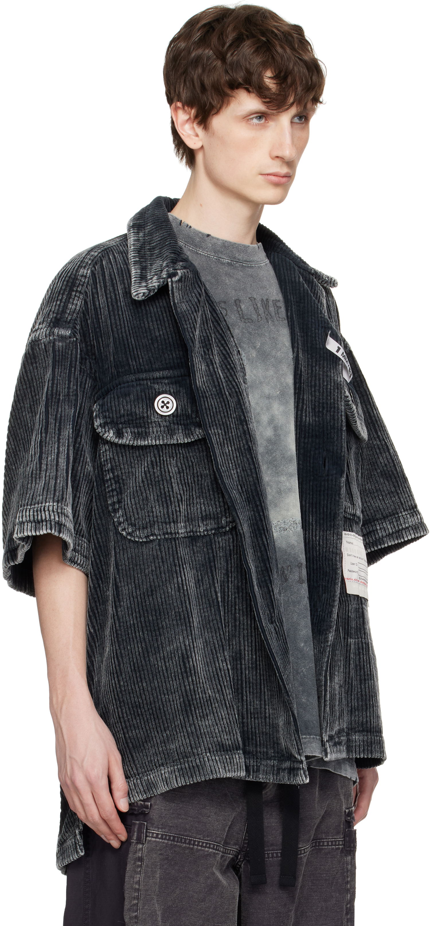 Bunda Maison MIHARA YASUHIRO MIHARA YASUHIRO Amateur Sewn Like Corduroy Short-Sleeve Shirt Šedá | A14SH084, 1