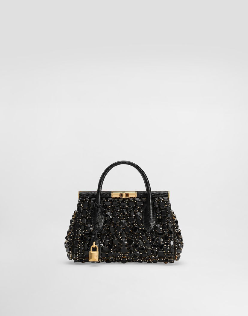 Kabelka Dolce & Gabbana Dolce & Gabbana Mini Marlene Iguana-Print Calfskin Handbag Čierna | BB7744AJ6798S485