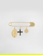 Dolce & Gabbana Safety Pin Brooch with Cross and Medallion Charms