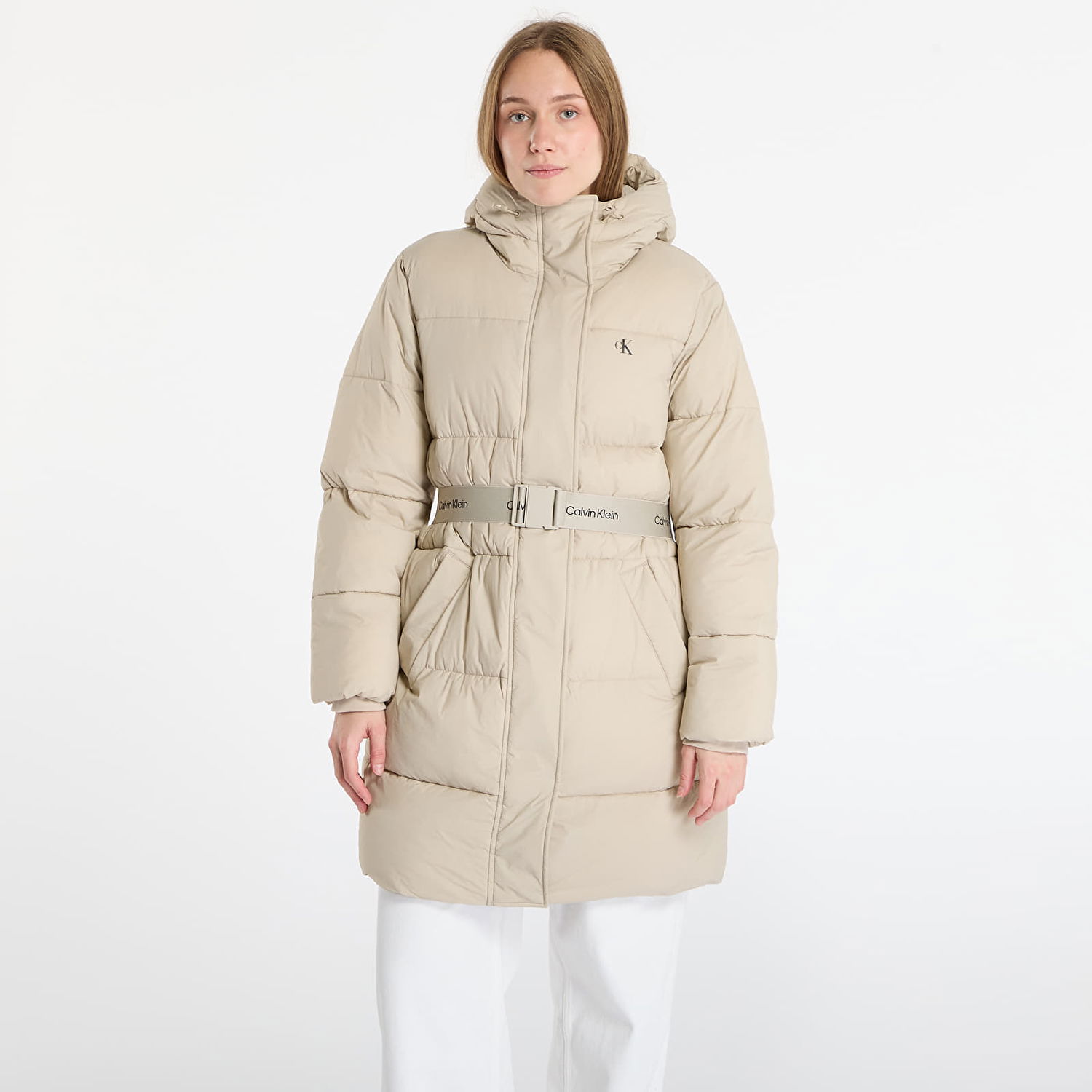 Kabáty CALVIN KLEIN Jeans Belted Midweight Coat Béžová | LV047D508G NSU, 0