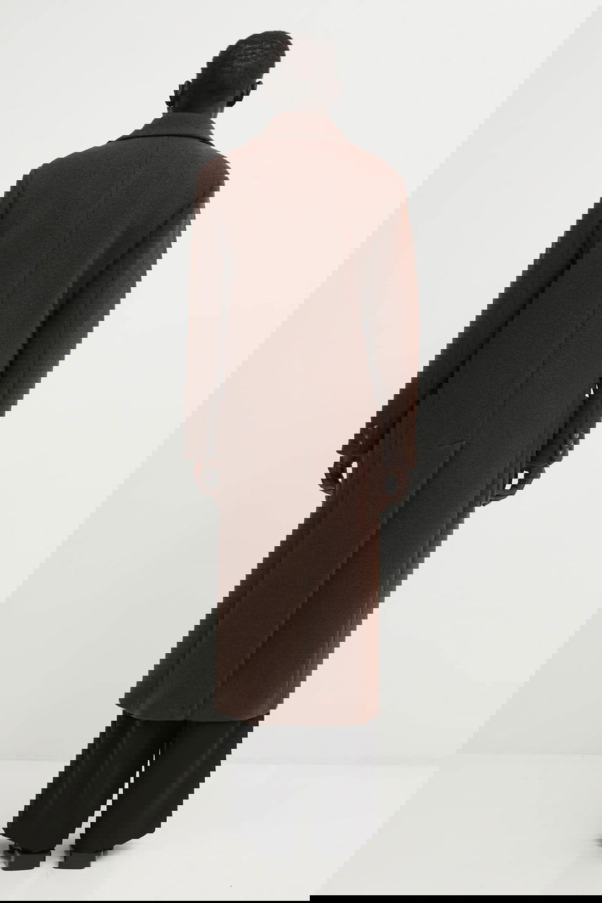 Kabáty Lacoste Long Textured Wool Coat Hnedá | BF5306, 1