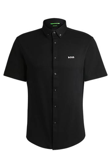 Košeľa BOSS BOSS Knitted Cotton Regular Fit Shirt Čierna | 50533149, 0