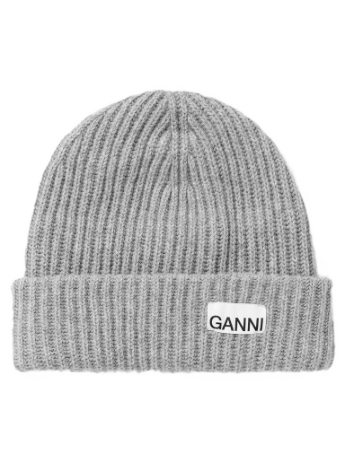 Kulicha GANNI Structured Rib Beanie Šedá | 5714667416078