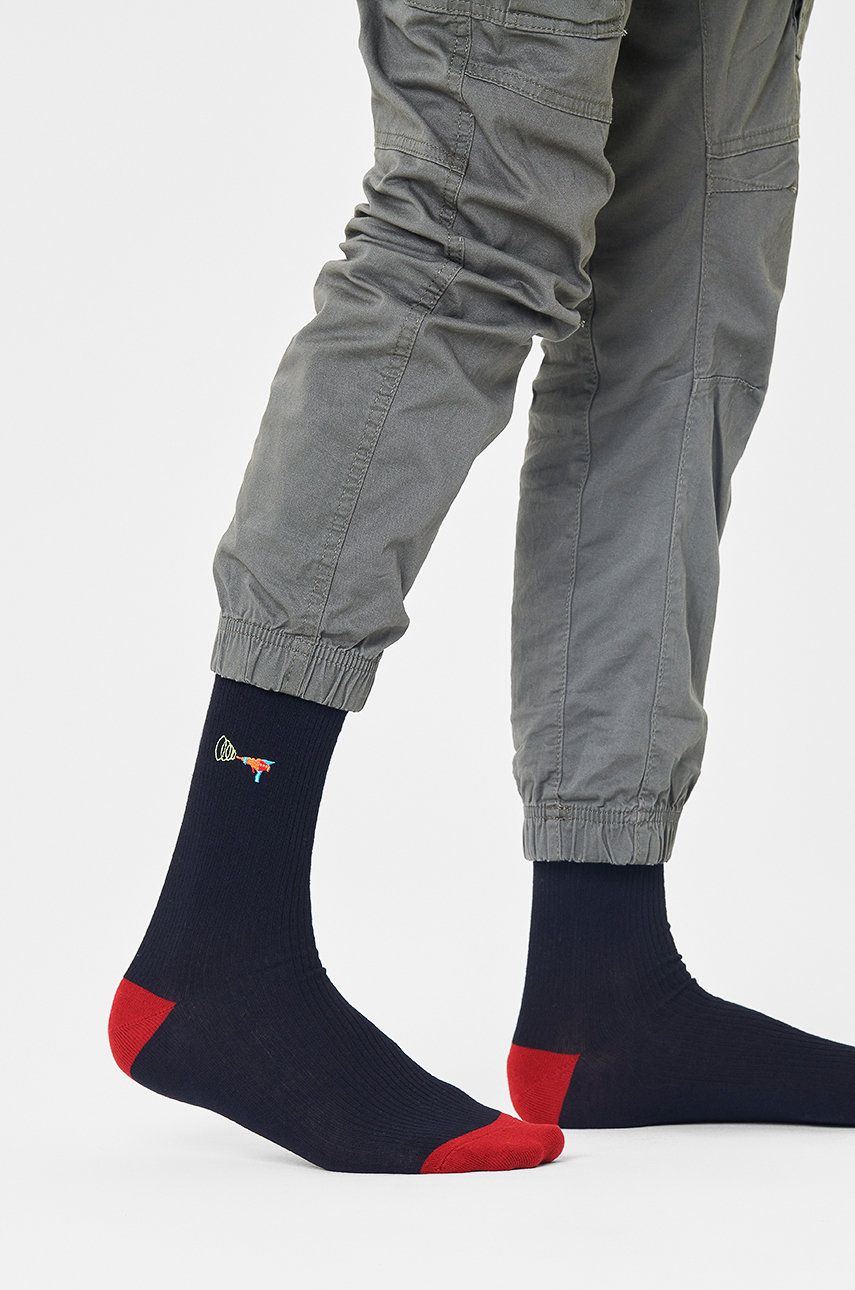 Ponožky Happy Socks Ribbed Embroidery Lazer Crew Socks Čierna | RELAZ01.9300.M, 0