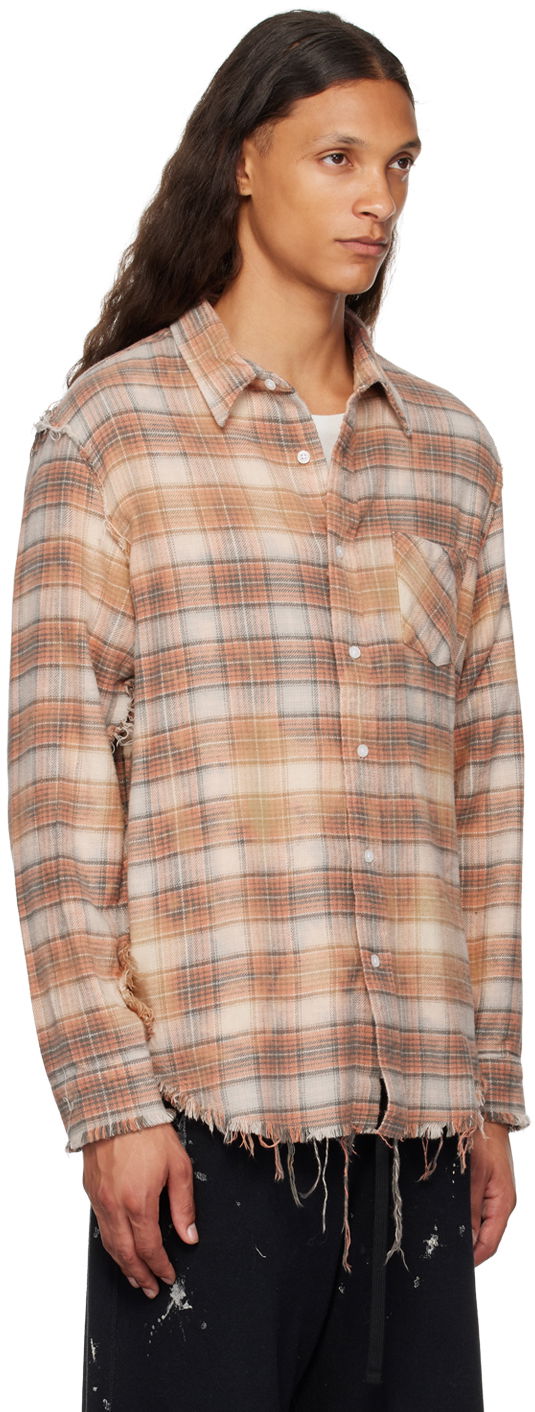 Košeľa R13 R13 Shredded Seam Plaid Shirt Oranžová | R13MR008-R389B, 1
