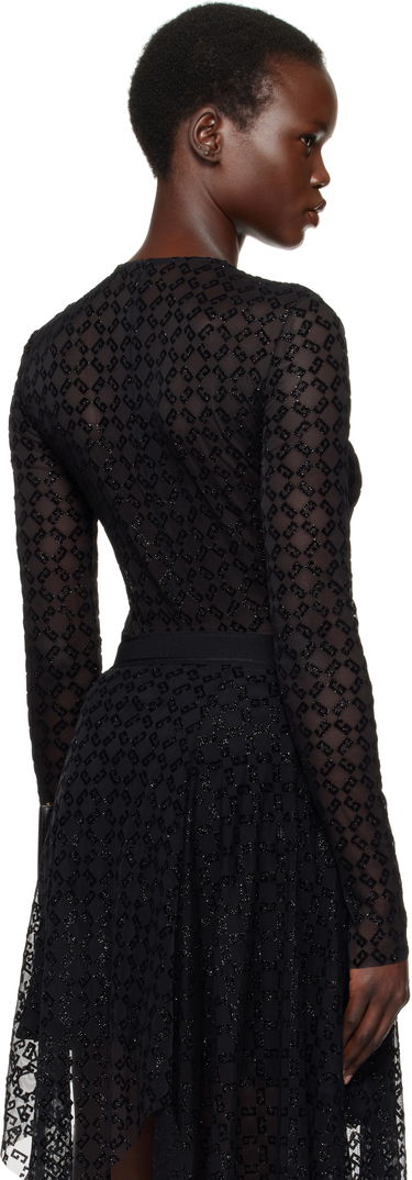 Body Givenchy Shiny Monogram Tulle Bodysuit Čierna | BWB03U20H0008, 2