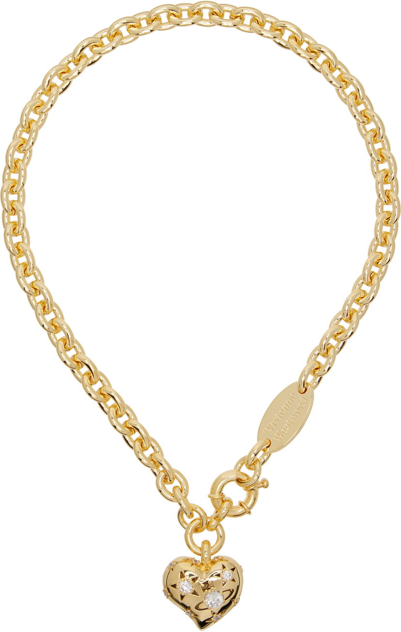 Náhrdelník Vivienne Westwood Vivienne Westwood Lee Chunky Chain Heart Pendant Necklace with Embellishments Žltá | 63010148-02R102-