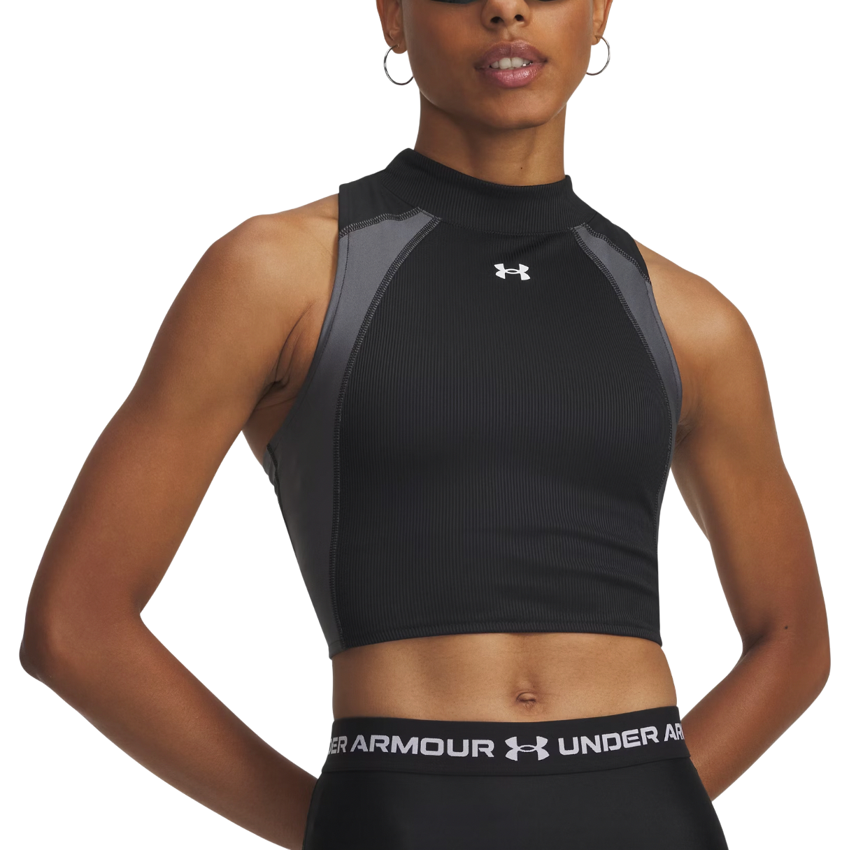 Crop Top Under Armour HeatGear Rib Mock Neck Crop Top Čierna | 6003985-001, 0