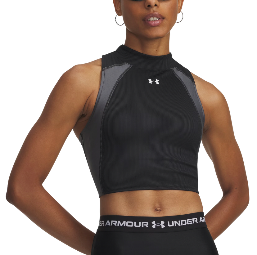 Crop Top Under Armour HeatGear Rib Mock Neck Crop Top Čierna | 6003985-001