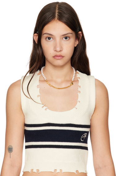 Náhrdelník Ambush AMBUSH Pearl and Chain Mix Necklace Biela | BWOB007F24SIL0017600, 1