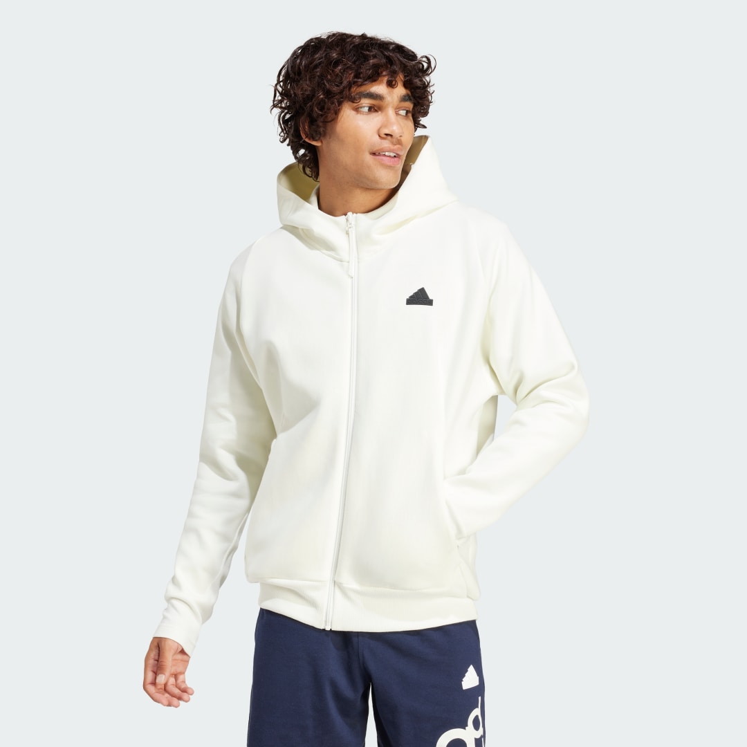 Mikina adidas Performance Premium Full-Zip Hoodie Biela | IR5208, 0