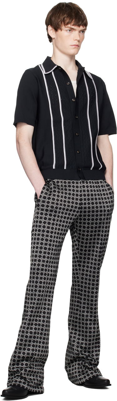 Polo tričko AMIRI AMIRI Script Stripe Knit Polo Čierna | AMKNIR1025, 3