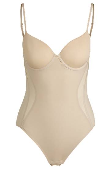 Body BOSS Stretch Bodysuit with Mesh Inserts and Fixed Cups Béžová | 50535810, 0